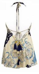 Top con laccetti cotone/seta fantasia Pahiesa