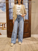 Jeans palazzo sfrangiato La Mode Illustrée in denim elasticizzato