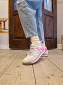 Sneakers in pelle grigia e fuxia Edouard Marcel