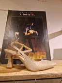 Slingback La Mode Illustrée in pelle e tessuto lurex