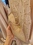 Slingback La Mode Illustrée in pelle e tessuto lurex