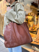 Borsa shopper in pelle effetto vintage