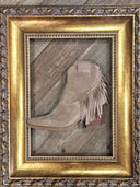 Stivaletto texano Patricia Castanà in pelle con frange beige
