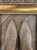 Stivaletto texano Patricia Castanà in pelle con frange beige