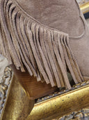 Stivaletto texano Patricia Castanà in pelle con frange beige