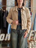 Giacchina in ecodainetto beige La Mode Illustrée con bottoni
