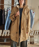 Trench-parka cuoio con cappuccio
