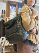 Zaino in pelle nera effetto vintage