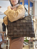 Borsa testa di moro in pelle intrecciata