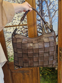Borsa testa di moro in pelle intrecciata