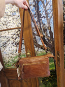 Borsa mini tracolla in pelle cuoio con cerniera