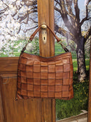 Borsa cuoio in pelle intrecciata