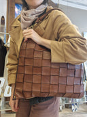 Borsa cuoio in pelle intrecciata