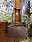 Mini kelly bag testa di moro in pelle lavata effetto vintage