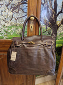 Kelly bag testa di moro in pelle lavata effetto vintage