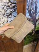 Borsa in pelle intrecciata taupe
