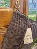 Borsa in pelle intrecciata testa moro