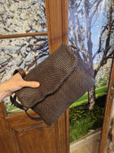 Borsa in pelle intrecciata testa moro
