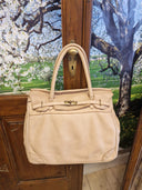 Borsa kelly nude in pelle lavata effetto vintage
