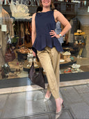 Top volants blu in cotone