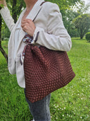 Borsa Edouard Marcel in tessuto intrecciato cioccolato