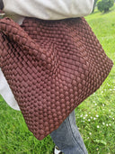 Borsa Edouard Marcel in tessuto intrecciato cioccolato