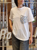 T-shirt in cotone con tasca paillettes Motel