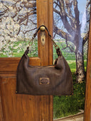 Borsa in pelle intrecciata testa di moro