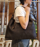 Borsa in pelle intrecciata testa di moro