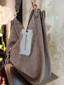 Borsa in pelle scamosciata tortora Edouard Marcel
