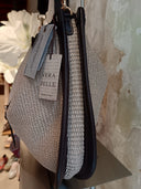 Borsa in rafia ecru e pelle marrone Edouard Marcel