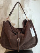 Borsa in pelle scamosciata cioccolato Edouard Marcel