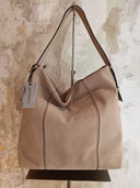 Borsa in pelle scamosciata sabbia Edouard Marcel
