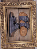 Sandalo con fibbie in pelle grigio