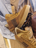 Sneakers in velluto e pelle cuoio Castanà