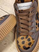 Sneakers platform in pelle marrone e animalier Edouard Marcel