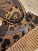 Sneakers platform in pelle marrone e animalier Edouard Marcel