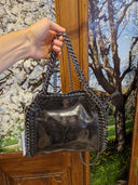 Borsa piccola in pelle nera con catena Castanà