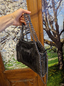 Borsa piccola in pelle nera con catena Castanà