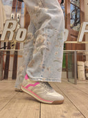 Sneakers in pelle grigia e fuxia Edouard Marcel