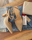 Slingback La Mode Illustrée in pelle e tessuto lurex