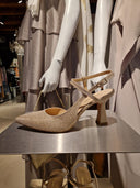 Slingback La Mode Illustrée in pelle e tessuto lurex