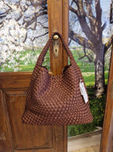 Borsa Edouard Marcel in tessuto intrecciato cioccolato