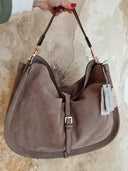 Borsa in pelle scamosciata tortora Edouard Marcel