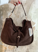 Borsa in pelle scamosciata cioccolato Edouard Marcel