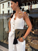 Completo gilet+pantalone in lino bianco Motel